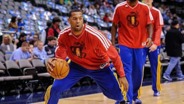 Feb 9, 2013; Dallas, TX, USA; Golden State Warriors power forward Jeremy Tyler (3) warms up before the game against Dallas Mavericks at the American Airlines Center. The Mavericks defeated the Warriors 116-91. Mandatory Credit: Jerome Miron-USA TODAY Sports