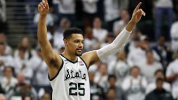 EAST LANSING, MI - MARCH 09: Kenny Goins #25 of the Michigan State Spartans reacts after defeating the Michigan Wolverines 75-63 at Breslin Center on March 9, 2019 in East Lansing, Michigan. (Photo by Gregory Shamus/Getty Images)