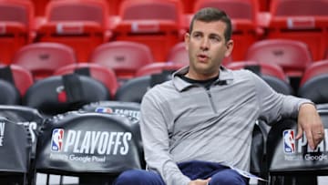 MIAMI, FLORIDA - MAY 19: Boston Celtics President of Basketball Operations Brad Stevens looks on prior to Game Two of the 2022 NBA Playoffs Eastern Conference Finals against the Miami Heat at FTX Arena on May 19, 2022 in Miami, Florida. NOTE TO USER: User expressly acknowledges and agrees that, by downloading and or using this photograph, User is consenting to the terms and conditions of the Getty Images License Agreement. (Photo by Michael Reaves/Getty Images)
