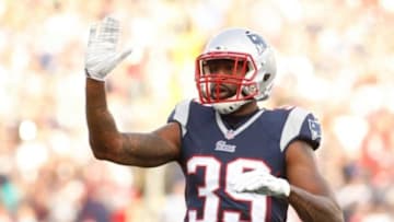 Nov 23, 2014; Foxborough, MA, USA; New England Patriots cornerback Brandon Browner (39) during the second quarter against the Detroit Lions at Gillette Stadium. Mandatory Credit: Stew Milne-USA TODAY Sports