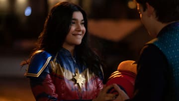 (L-R): Iman Vellani as Ms. Marvel/Kamala Khan and Matthew Lintz as Bruno in Marvel Studios' MS. MARVEL, exclusively on Disney+. Photo by Daniel McFadden. ©Marvel Studios 2022. All Rights Reserved.
