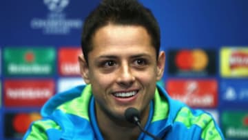 LONDON, ENGLAND - NOVEMBER 01: Javier Hernández of Bayer Leverkusen speaks to the media during the Press Conference ahead of their UEFA Champions League match against Tottenham Hotspur at Wembley Stadium on November 1, 2016 in London, England. (Photo by Clive Rose/Getty Images)