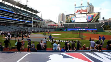 Nov 2, 2016; Cleveland, OH, USA; A general view before game seven of the 2016 World Series between the Chicago Cubs and the Cleveland Indians at Progressive Field. Mandatory Credit: Charles LeClaire-USA TODAY Sports