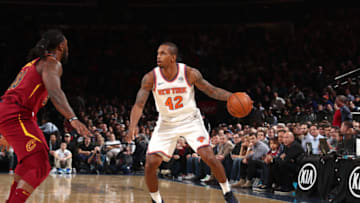 NEW YORK, NY - NOVEMBER 13: Lance Thomas #42 of the New York Knicks handles the ball against the Cleveland Cavaliers on November 13, 2017 at Madison Square Garden in New York City, New York. Copyright 2017 NBAE (Photo by Nathaniel S. Butler/NBAE via Getty Images)
