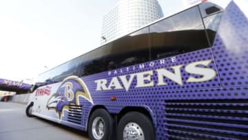 Feb 3, 2013; New Orleans, LA, USA; A general view of a Baltimore Ravens team bus before Super Bowl XLVII against the San Francisco 49ers at the Mercedes-Benz Superdome. Mandatory Credit: Derick E. Hingle-USA TODAY Sports