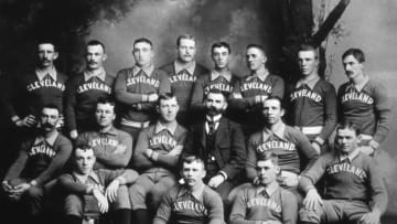 CLEVELAND - 1890. The Cleveland Spiders Base Ball Club poses for a team portrait in 1890. Cy Young is in the photo, middle row, third from left. (Photo by Mark Rucker/Transcendental Graphics, Getty Images)