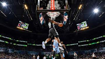 CHARLOTTE, NC - FEBRUARY 15: Josh Okogie #20 of the World Team dunks the ball against the U.S. Team. Copyright 2019 NBAE (Photo by Andrew D. Bernstein/NBAE via Getty Images)