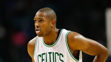 Oct 29, 2016; Charlotte, NC, USA; Boston Celtics center Al Horford (42) stands on the court in the second half against the Charlotte Hornets at the Spectrum Center. The Celtics defeated the Hornets 104-98. Mandatory Credit: Jeremy Brevard-USA TODAY Sports