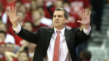 Jan 9, 2016; Madison, WI, USA; Maryland Terrapins head coach Mark Turgeon directs his team during the game with the Wisconsin Badgers at the Kohl Center. Maryland defeated Wisconsin 63-60. Mandatory Credit: Mary Langenfeld-USA TODAY Sports