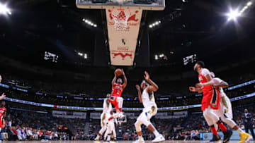 NEW ORLEANS, LA - MARCH 21: Ian Clark #2 of the New Orleans Pelicans shoots the ball against the Indiana Pacers on March 21, 2018 at Smoothie King Center in New Orleans, Louisiana. NOTE TO USER: User expressly acknowledges and agrees that, by downloading and/or using this photograph, user is consenting to the terms and conditions of the Getty Images License Agreement. Mandatory Copyright Notice: Copyright 2018 NBAE (Photo by Layne Murdoch/NBAE via Getty Images)