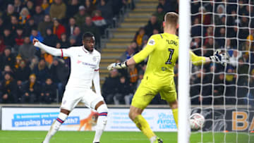 HULL, ENGLAND - JANUARY 25: Fikayo Tomori of Chelsea FC scores during the FA Cup Fourth Round match between Hull City and Chelsea at KCOM Stadium on January 25, 2020 in Hull, England. (Photo by Ashley Allen/Getty Images)