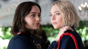 MOTHERLAND: FORT SALEM - "Bellweather Season" - Abigail brings the unit to a High Atlantic wedding, in hopes of increasing their odds for War College. Abigail struggles under family pressures, while Raelle leans on Scylla. Tally makes a discovery that will alter the future of the unit. This episode of "Motherland: Fort Salem" airs on Wednesday, April 15, at 9:00p.m. ET/PT on Freeform. (Freeform/David Bukach) AMALIA HOLM, TAYLOR HICKSON