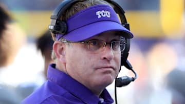 FORT WORTH, TX - NOVEMBER 19: Head coach Gary Patterson of the TCU Horned Frogs leads the Horned Frogs against the Oklahoma State Cowboys in the second half at Amon G. Carter Stadium on November 19, 2016 in Fort Worth, Texas. (Photo by Tom Pennington/Getty Images)