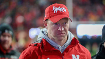 LINCOLN, NE - NOVEMBER 29: Head coach Scott Frost of the Nebraska Cornhuskers walks off the field after the loss against the Iowa Hawkeyes at Memorial Stadium on November 29, 2019 in Lincoln, Nebraska. (Photo by Steven Branscombe/Getty Images)