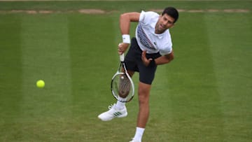 EASTBOURNE, ENGLAND - JUNE 27: Novak Djokovic of Serbia in action against Vasek Pospisil of Canada during Day 3 of the Aegon International Eastbourne tournament at Devonshire Park on June 27, 2017 in Eastbourne, England. (Photo by Mike Hewitt/Getty Images)