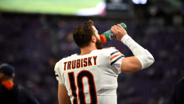 MINNEAPOLIS, MN - DECEMBER 30: Mitchell Trubisky #10 of the Chicago Bears warms up before the game against the Minnesota Vikings at U.S. Bank Stadium on December 30, 2018 in Minneapolis, Minnesota. (Photo by Stephen Maturen/Getty Images)