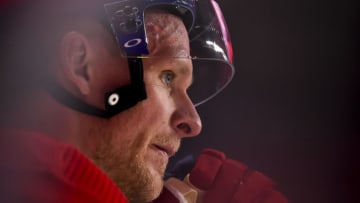 MONTREAL, QC - APRIL 14: Corey Perry #94 of the Montreal Canadiens looks on prior to a game against the Calgary Flames at the Bell Centre on April 14, 2021 in Montreal, Canada. (Photo by Minas Panagiotakis/Getty Images)