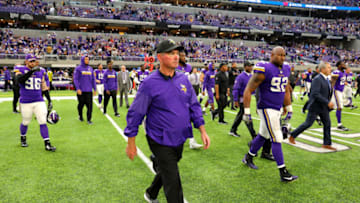 MINNEAPOLIS, MN - OCTOBER 1: Minnesota Vikings head coach Mike Zimmer on field after the game against the Detroit Lions on October 1, 2017 at U.S. Bank Stadium in Minneapolis, Minnesota. The Lions defeated the Vikings 14-7. (Photo by Adam Bettcher/Getty Images)