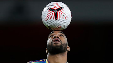 Arsenal's French striker Alexandre Lacazette warms up ahead of the English Premier League football match between Arsenal and Leicester City at the Emirates Stadium in London on October 25, 2020. (Photo by Ian KINGTON / IKIMAGES / AFP) / RESTRICTED TO EDITORIAL USE. No use with unauthorized audio, video, data, fixture lists, club/league logos or 'live' services. Online in-match use limited to 45 images, no video emulation. No use in betting, games or single club/league/player publications. (Photo by IAN KINGTON/IKIMAGES/AFP via Getty Images)