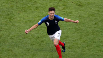 KAZAN, RUSSIA - JUNE 30: Benjamin Pavard of France celebrates after scoring his team's second goal during the 2018 FIFA World Cup Russia Round of 16 match between France and Argentina at Kazan Arena on June 30, 2018 in Kazan, Russia. (Photo by Catherine Ivill/Getty Images)
