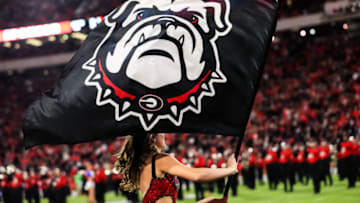 ATHENS, GA - NOVEMBER 09: A Georgia Bulldogs flag is seen during a game against the Missouri Tigers at Sanford Stadium on November 9, 2019 in Athens, Georgia. (Photo by Carmen Mandato/Getty Images)