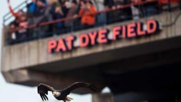 Auburn's War Eagle flies around Jordan-Hare Stadium in Auburn, Ala., on Saturday, Nov. 2, 2019. Auburn defeated Ole Miss 20-14.Jc Auburnolemiss 70