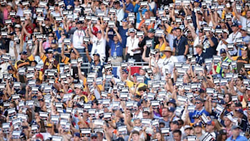 Jul 12, 2016; San Diego, CA, USA; Baseball fans hold up stand up to cancer cards in the 2016 MLB All Star Game at Petco Park. Mandatory Credit: Gary A. Vasquez-USA TODAY Sports