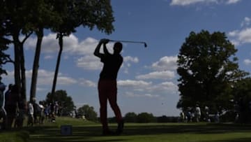 Aug 28, 2015; Edison, NJ, USA; Jimmy Walker tees off at the 6th during the second round of The Barclays at Plainfield Country Club. Mandatory Credit: Eric Sucar-USA TODAY Sports
