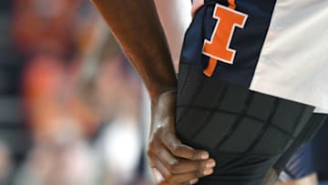 CHAMPAIGN , IL - NOVEMBER 13: The Illinois Fighting Illini logo on a pair of shorts during a college basketball game against the Georgetown Hoyas at the State Farm Center on November 13, 2018 in Champaign, Illinois. (Photo by Mitchell Layton/Getty Images) *** Local Caption ***