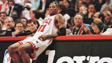 Dennis Rodman, Chicago Bulls (Photo by JEFF HAYNES / AFP) (Photo by JEFF HAYNES/AFP via Getty Images)
