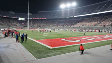 COLUMBUS, OH - NOVEMBER 7: A general view as The Ohio State Buckeyes play against the Rutgers Scarlet Knights at Ohio Stadium on November 7, 2020 in Columbus, Ohio. (Photo by Jamie Sabau/Getty Images)