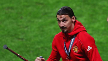 STOCKHOLM, SWEDEN - MAY 24: Zlatan Ibrahimovic of Manchester United celebrates after the UEFA Europa League Final between Ajax and Manchester United at Friends Arena on May 24, 2017 in Stockholm, Sweden. (Photo by Alex Grimm/Getty Images)