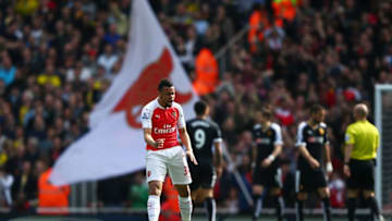 LONDON, ENGLAND - APRIL 02: Francis Coquelin of Arsenal celebrates his team's first goal during the Barclays Premier League match between Arsenal and Watford at Emirates Stadium on April 2, 2016 in London, England. (Photo by Ian Walton/Getty Images)
