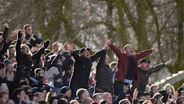 BIRMINGHAM, ENGLAND - FEBRUARY 11: Aston Villa fans celebrate during the Sky Bet Championship match between Aston Villa and Birmingham City at Villa Park on February 11, 2018 in Birmingham, England. (Photo by Nathan Stirk/Getty Images)