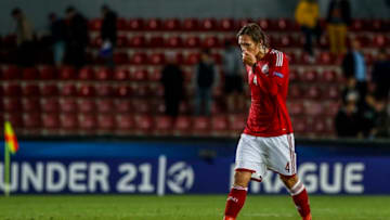 PRAGUE, CZECH REPUBLIC - JUNE 27: Jannik Vestergaard of Denmark shows dejection after UEFA U21 European Championship semi final match between Denmark and Sweden at Generali Arena on June 27, 2015 in Prague, Czech Republic. (Photo by Matej Divizna/Getty Images)