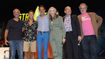 LAS VEGAS, NV - AUGUST 03: Scott Mantz, Wilson Cruz, Alexander Siddig, Gates McFadden, Robert Picardo and John Billingsley attends Creation Entertainment's 2019 Star Trek Official Convention held at Rio All-Suite Hotel & Casino on August 3, 2019 in Las Vegas, Nevada. (Photo by Albert L. Ortega/Getty Images)