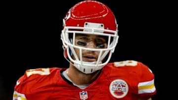 Aug 9, 2013; New Orleans, LA, USA; Kansas City Chiefs tight end Travis Kelce (87) against the New Orleans Saints during a preseason game at the Mercedes-Benz Superdome. The Saints defeated the Chiefs 17-13. Mandatory Credit: Derick E. Hingle-USA TODAY Sports
