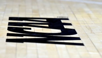 COLLEGE PARK, MD - MARCH 25: The NCAA logo on the floor during a NCAA Women's Basketball Tournament - Second Round game between the Maryland Terrapins and the UCLA Bruins at the Xfinity Center Center on March 25, 2019 in College Park, Maryland. (Photo by Mitchell Layton/Getty Images)