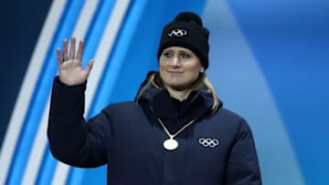PYEONGCHANG-GUN, SOUTH KOREA - FEBRUARY 15: IOC executive board member Angela Ruggiero attends the Medal Ceremony on day six of the PyeongChang 2018 Winter Olympic Games at Medal Plaza on February 15, 2018 in Pyeongchang-gun, South Korea. (Photo by Alexander Hassenstein/Getty Images)