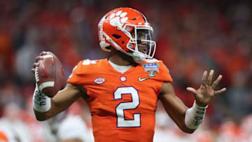 NEW ORLEANS, LA - JANUARY 01: Kelly Bryant #2 of the Clemson Tigers thows the ball in the second half of the AllState Sugar Bowl against the Alabama Crimson Tide at the Mercedes-Benz Superdome on January 1, 2018 in New Orleans, Louisiana. (Photo by Tom Pennington/Getty Images)