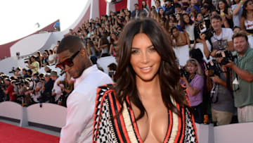 INGLEWOOD, CA - AUGUST 24: Usher and Kim Kardashian attend the 2014 MTV Video Music Awards at The Forum on August 24, 2014 in Inglewood, California. (Photo by Kevin Mazur/WireImage)