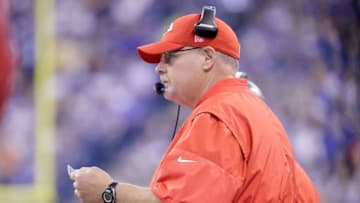 INDIANAPOLIS, IN - OCTOBER 30: Andy Reid, head coach of the Kansas City Chiefs, watches from the sideline during the first quarter of the game against the Indianapolis Colts at Lucas Oil Stadium on October 30, 2016 in Indianapolis, Indiana. (Photo by Andy Lyons/Getty Images)
