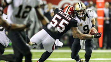 South Carolina football pass rusher John Abraham with the Atlanta Falcons. Mandatory Credit: Daniel Shirey-USA TODAY Sports