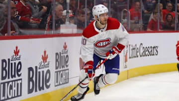 DETROIT, MICHIGAN - FEBRUARY 18: Joel Armia #40 of the Montreal Canadiens skates against the Detroit Red Wings at Little Caesars Arena on February 18, 2020 in Detroit, Michigan. (Photo by Gregory Shamus/Getty Images)
