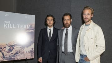 NEW YORK, UNITED STATES - 2019/10/15: Nat Wolff, Dan Krauss and Alexander Skarsgard attend special screening of The Kill Team at Landmark at 57 West. (Photo by Lev Radin/Pacific Press/LightRocket via Getty Images)