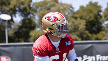 Dohnovan West #61 of the San Francisco 49ers (Photo by Michael Zagaris/San Francisco 49ers/Getty Images)
