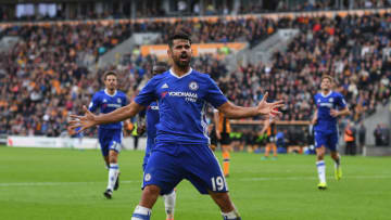 HULL, ENGLAND - OCTOBER 01: Diego Costa of Chelsea celebrates scoring his sides second goal during the Premier League match between Hull City and Chelsea at KC Stadium on October 1, 2016 in Hull, England. (Photo by Shaun Botterill/Getty Images)