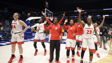 NASHVILLE, TN - MARCH 02: Georgia Bulldogs wave to the crowd as the walk off the court during the fourth period between the Georgia Lady Bulldogs and the Missouri Tigers in a SEC Women's Tournament game on March 2, 2018, at Bridgestone Arena in Nashville, TN. (Photo by Steve Roberts/Icon Sportswire via Getty Images) Georgia downs Missouri 55-41