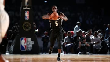 JOHANNESBURG, SOUTH AFRICA - AUGUST 5: Victor Oladipo #5 of Team Africa passes the ball against Team World in the 2017 Africa Game as part of the Basketball Without Borders Africa at the Ticketpro Dome on August 5, 2017 in Gauteng province of Johannesburg, South Africa. NOTE TO USER: User expressly acknowledges and agrees that, by downloading and or using this photograph, User is consenting to the terms and conditions of the Getty Images License Agreement. Mandatory Copyright Notice: Copyright 2017 NBAE (Photo by Nathaniel S. Butler/NBAE via Getty Images)