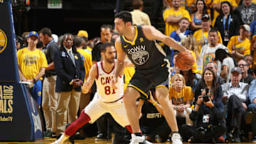 OAKLAND, CA - JUNE 3: Zaza Pachulia #27 of the Golden State Warriors handles the ball against the Cleveland Cavaliers in Game Two of the 2018 NBA Finals on June 3, 2018 at ORACLE Arena in Oakland, California. NOTE TO USER: User expressly acknowledges and agrees that, by downloading and/or using this photograph, user is consenting to the terms and conditions of Getty Images License Agreement. Mandatory Copyright Notice: Copyright 2018 NBAE (Photo by Nathaniel S. Butler/NBAE via Getty Images)